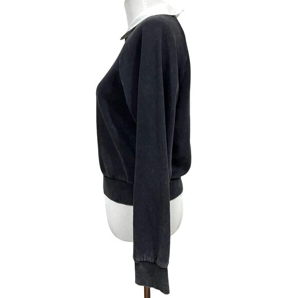 Hello Kitty & Forever 21 Collared Sweatshirt Top Washed Black Pullover Women’s M - Picture 3 of 9